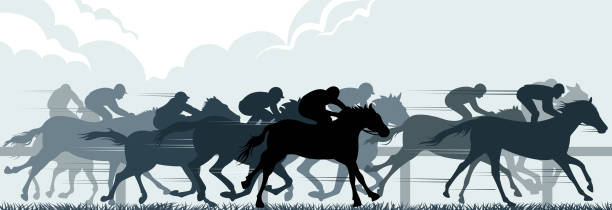 illustrations, cliparts, dessins animés et icônes de cheval de course - flat racing