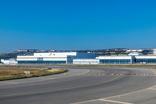 Marignane: building of Airbus company for producing helicopters at Marseille airport in Marignane.