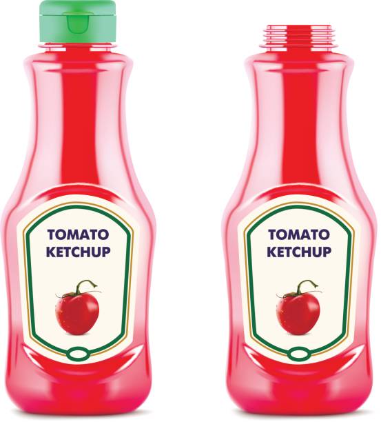 istock Ketchup bottle with fresh tomatoe isolated on white background, realistic vector illustration. 839396270