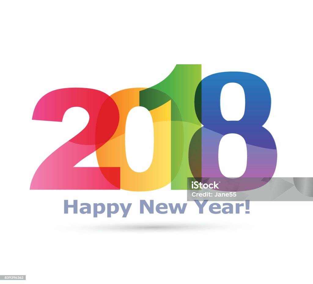 Vector de diseño de texto de feliz año nuevo 2018 - arte vectorial de 2018 libre de derechos