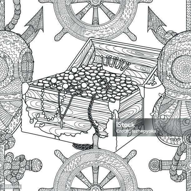 Pirate Tangled Patterns Seamless Pattern Stock Illustration - Download Image Now - Anchor - Vessel Part, Art, Art Product