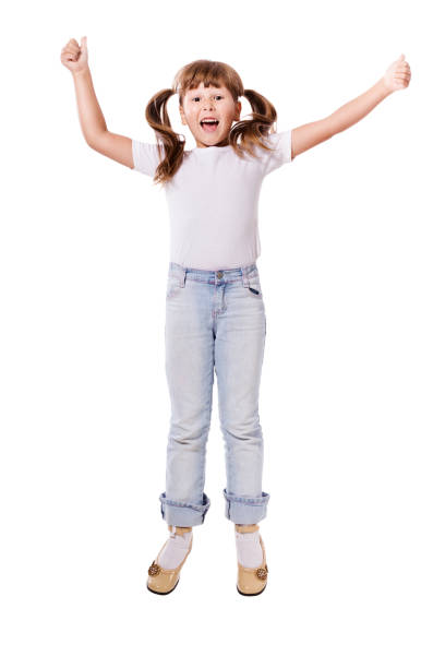 istock Jumping laughing girl 839398900