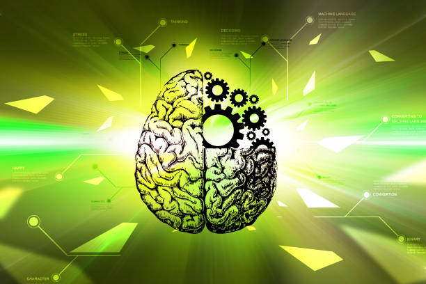istock Brain and gear wheels in color back ground 839404120