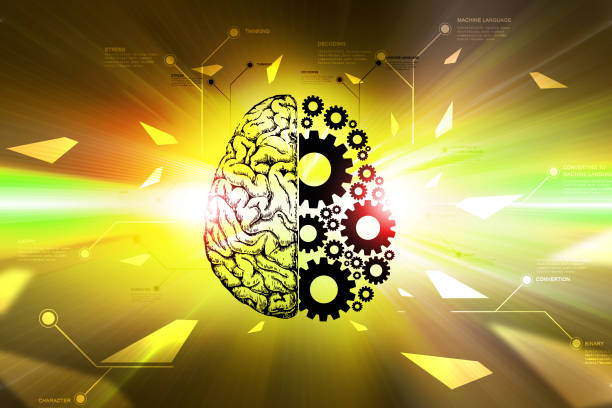 istock Brain and gear wheels in color back ground 839404302