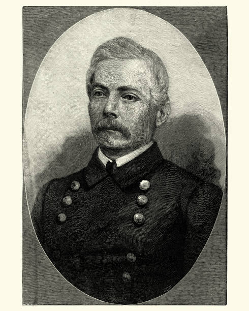 ilustrações, clipart, desenhos animados e ícones de guerra civil americana, general p. g. t. beauregard - civil war general engraving men