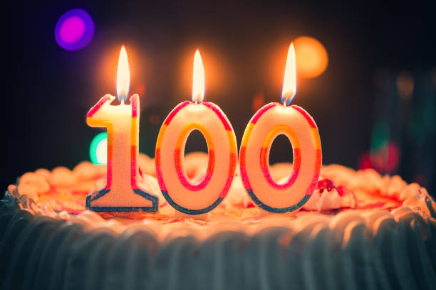 Birthday Cake With Candles Sweet Happy birthday cake decorated with candle ready for party number 100 stock pictures, royalty-free photos & images