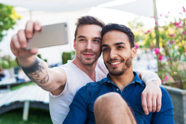 istock Homosexual couple having fun and going to party 839432198