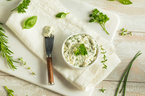 Homemade Organic Herb Butter with Rosemary Thyme and Parsley