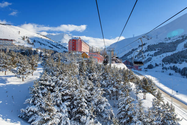 Palandoken, Erzurum, Turkey - Mountain skiing and snowboarding stock photo