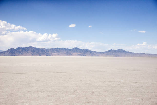Landscape view of the Bonnivelle Salt Flats near Salt Lake City