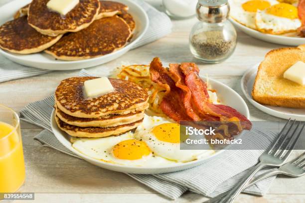 Healthy Full American Breakfast Stock Photo - Download Image Now - Breakfast, USA, Bacon