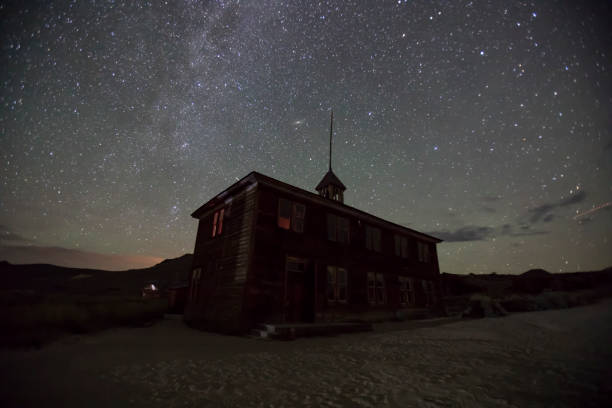 istock Schoolhouse silhouette illuminated in Bodie, California 839578656