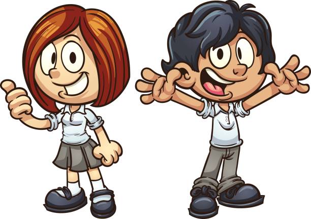 Cartoon Students In Uniform Stock Illustration - Download Image Now - Boys,  Cartoon, Cheerful - iStock
