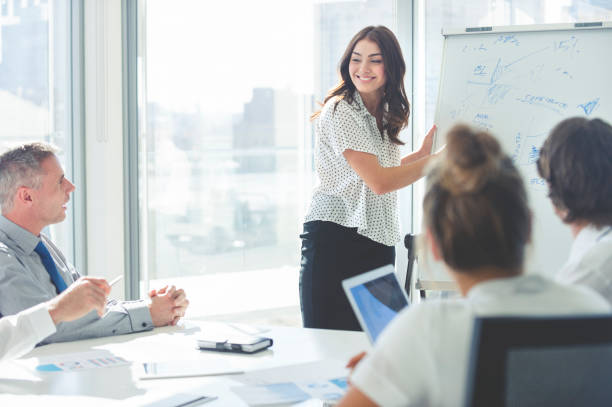 istock Woman giving a presentation to her team. 839628716