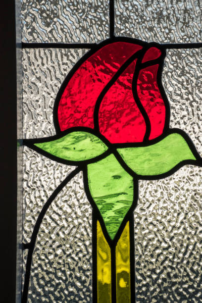 istock Art Deco stained glass window of a rose. 839683052