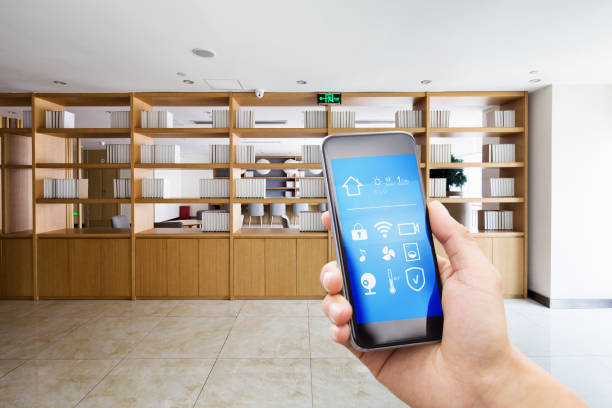 istock smart phone in empty room with bookshelf 839709920
