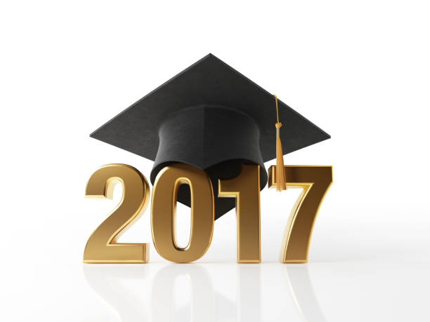 istock Golden 2017 Wearing A Black Mortarboard on White Background 839763614