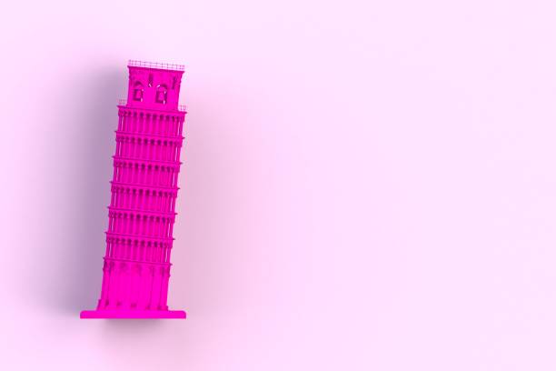 istock Pink leaning tower of pisa on pink background, 3D rendering 839794652