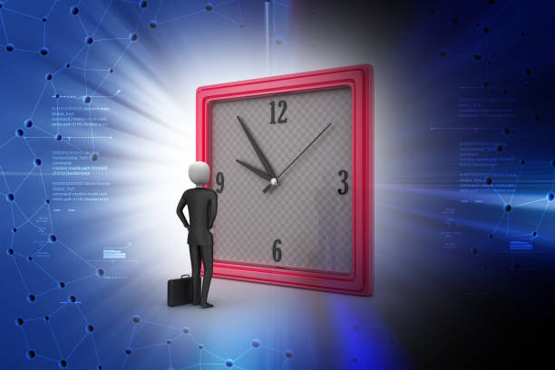 istock Business man watching time in color background 839803042