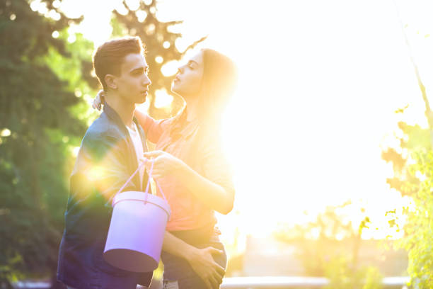 istock Man gives gift girlfriend 839811286