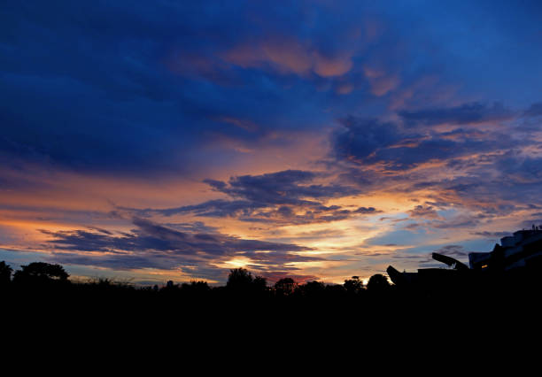 Beautiful dramatic natural sunset twilight sky at dusk; abstract evening view background.