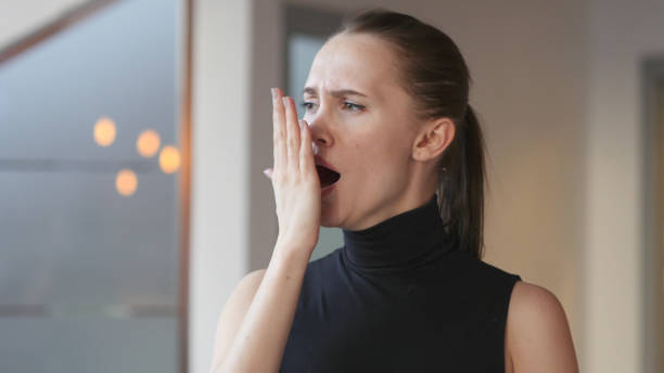 istock Yawning Tired Woman in Office, need Sleep 839818916