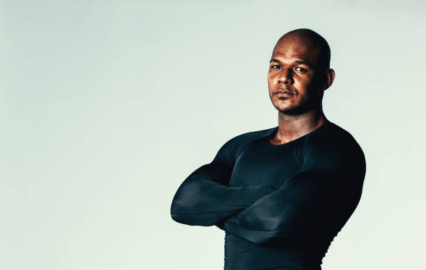 istock African model wearing gym training compression t-shirt 839818938