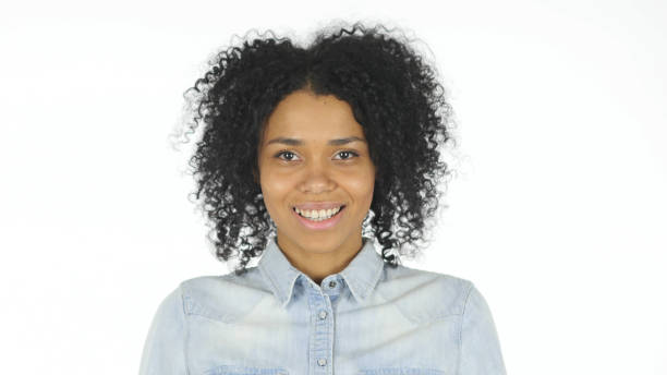 istock Smiling Black Woman on White Background 839819624