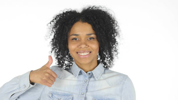 istock Thumbs Up by Black Woman on White Background 839822544