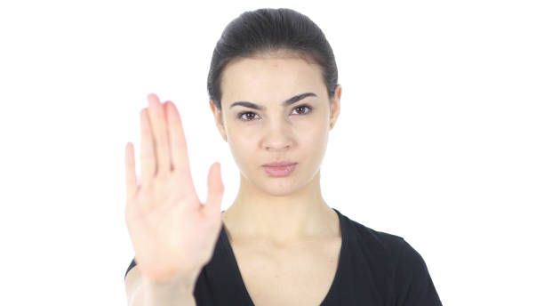 istock Stop Gesture by Woman, Whte Background 839826580