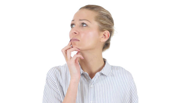 istock Thinking Businesswoman, Brainstorming, White Background 839829840