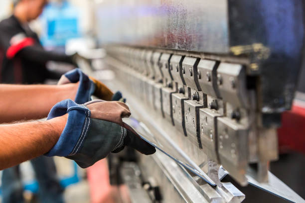 istock Sheet metal bending in factory 839829924