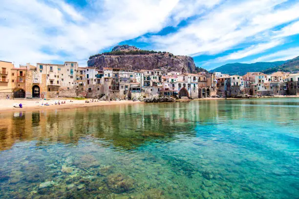 Beautiful view of cefalu, little town on the sea in Sicily, Italy