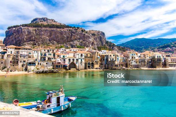 Beautiful View Of Cefalu Sicily Stock Photo - Download Image Now - Palermo - Sicily, Architecture, Bay of Water