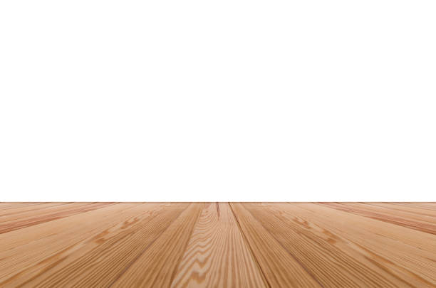 istock empty wooden table top isolated on white background, used for display products 839834046