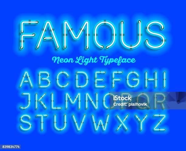 Modern Neon Light Font Stock Illustration - Download Image Now - Neon Lighting, Text, Three Dimensional