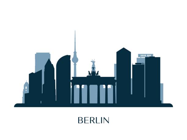 ilustrações de stock, clip art, desenhos animados e ícones de berlin skyline, monochrome silhouette. vector illustration. - berlin