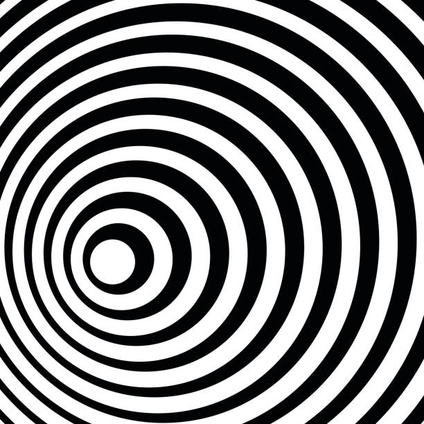 Zoom Vector Spiral Background Pattern in Black and White. hypnosis circle stock illustrations