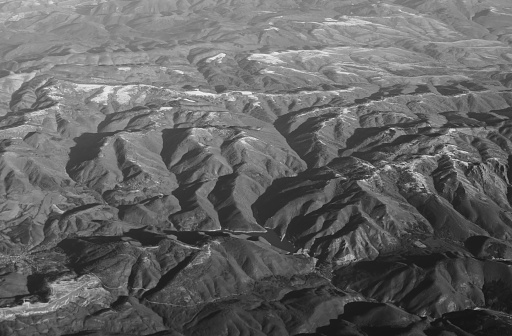 Aerial view of mountains - Monochrome