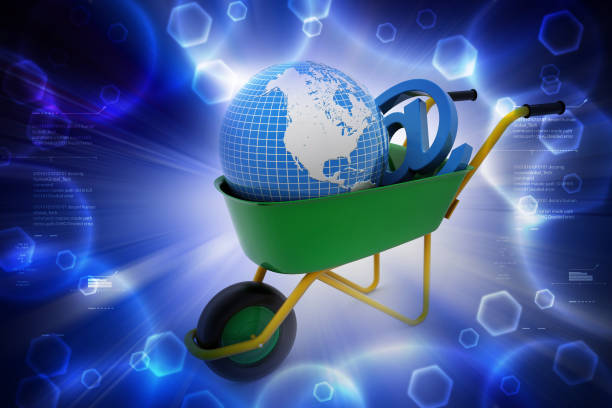 istock Wheelbarrow carrying earth and email sign 839860378