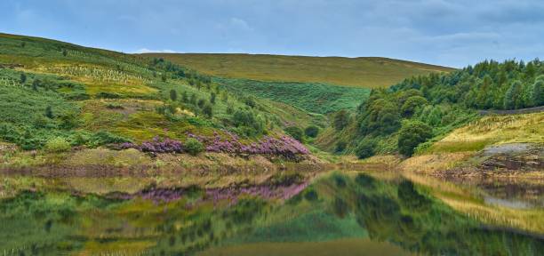Pennine hills reflected in Butterley Reservoir