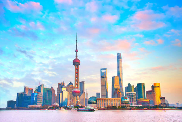 istock Shanghai skyline at sunset. China 839864116