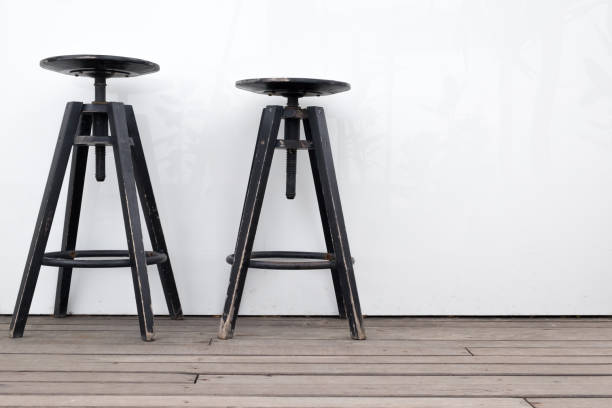 istock Modern black chairs in white room interior wood floor. 839865128