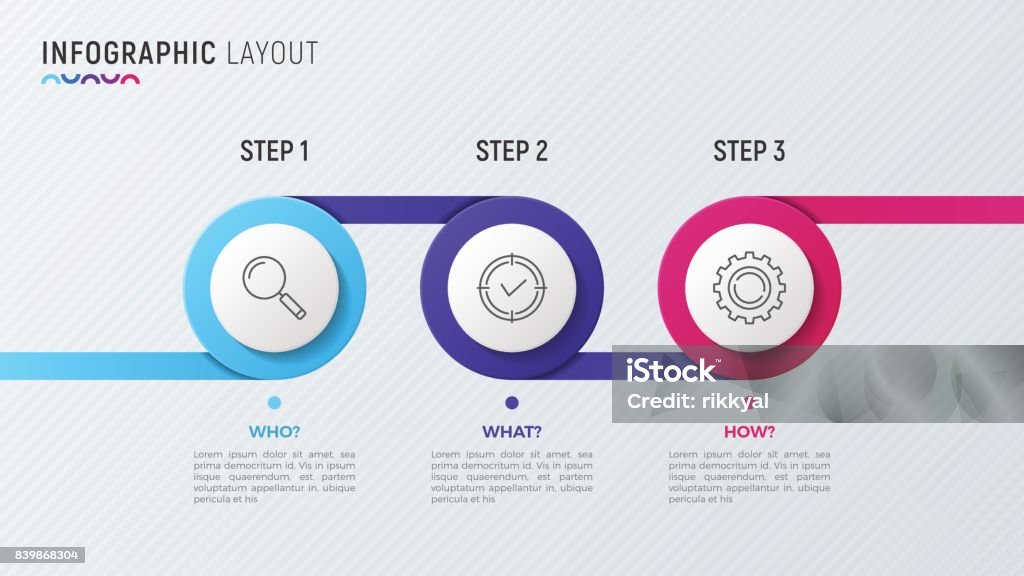 Vector Timeline Chart Infographic Design For Data Visualization 3 Steps ...