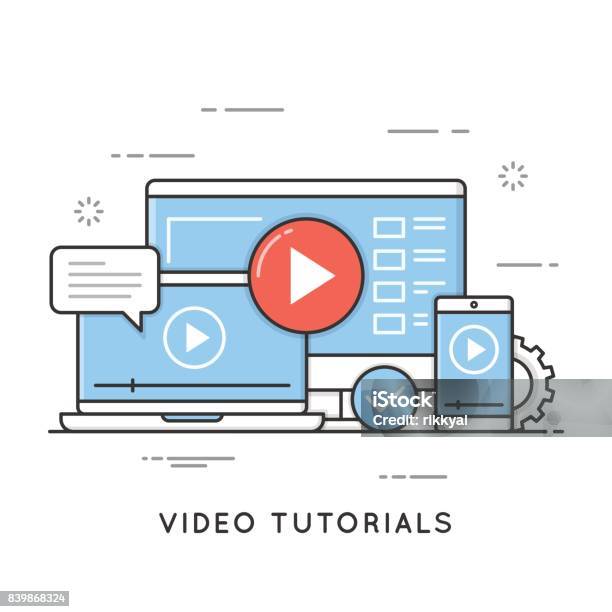 Ilustración de Video Tutoriales Formación Online Y Aprendizaje Seminario Virtual Educación A Distancia Movimiento Editable y más Vectores Libres de Derechos de Largometrajes