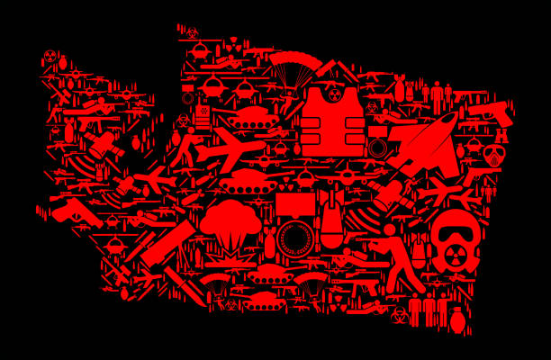 ワシントンの戦争とモダンウォー フ�ェア ベクトル アイコン パターン - mushroom cloud hydrogen bomb atomic bomb testing bomb点のイラスト素材／クリップアート素材／マンガ素材／アイコン素材