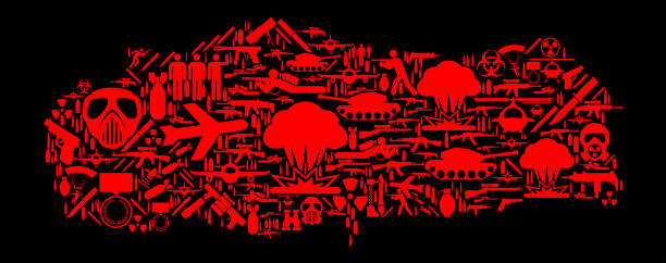 ilustrações de stock, clip art, desenhos animados e ícones de turkey war and modern warfare vector icon pattern - mushroom cloud hydrogen bomb atomic bomb testing bomb