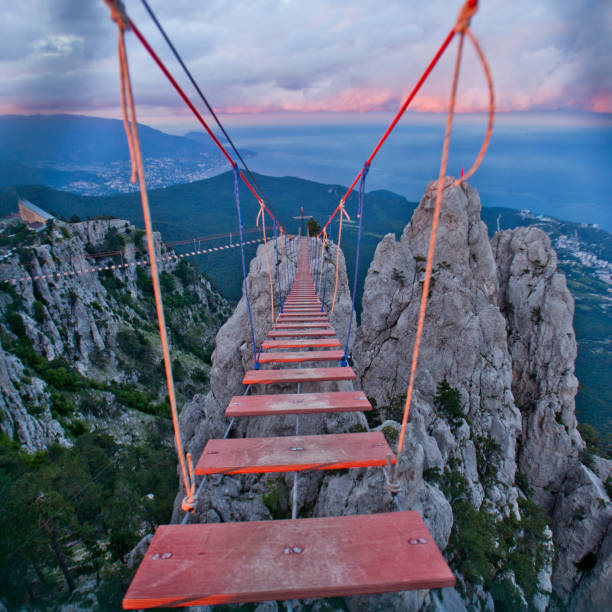 istock Suspension red bridge on Ai-Petri cliffs. Crimea 839875170