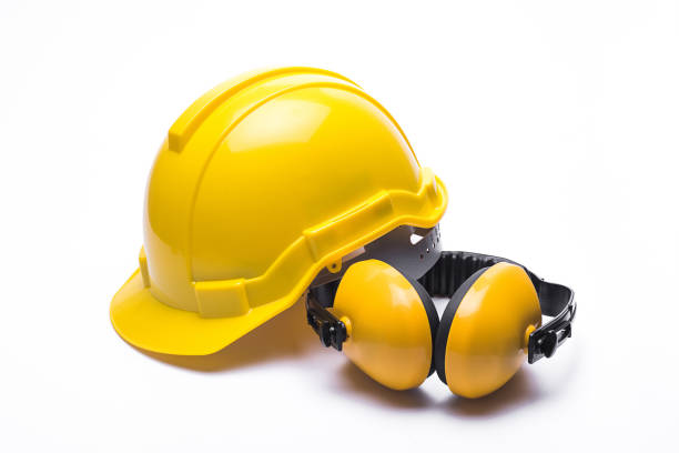 istock Yellow safety helmet isolated on white background 839876032