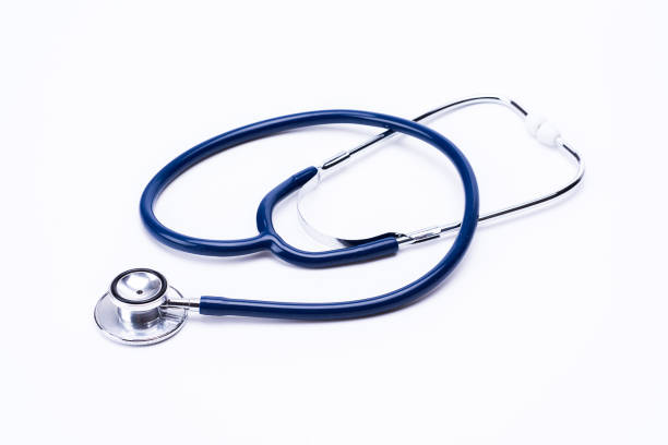istock Medical headphones placed on a white background. 839876414